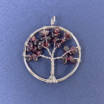 Tree of Life Pendant Garnet Natural Stone 31x36mm+