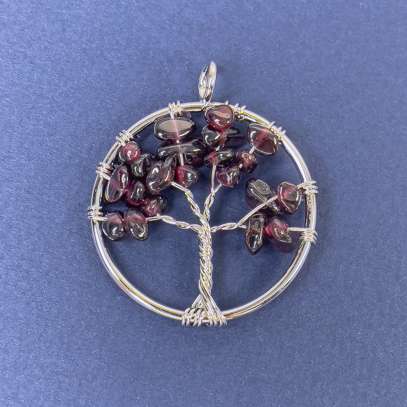 Tree of Life Pendant Garnet Natural Stone 31x36mm+