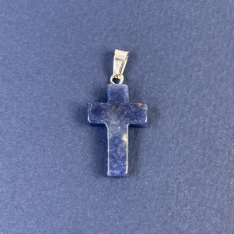 Cross Pendant Lapis Lazuli Natural Stone 20x14x5x28mm+