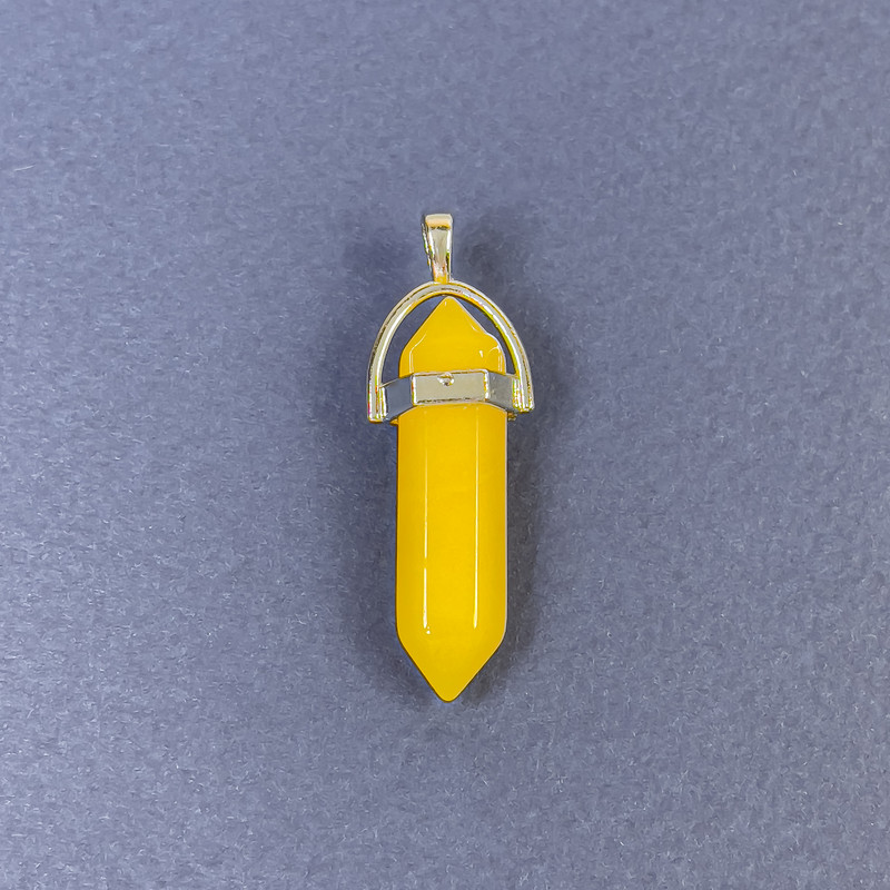 Hexagonal Crystal Point Pendant "Citrine" (Tinted Stone) 8x31x41mm+