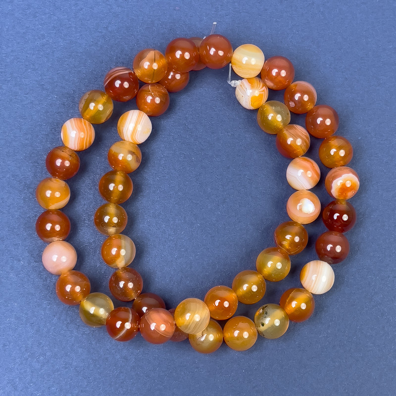 Eye Agate Beads on Fishing Line, Smooth Round, Diameter 8mm+/-, Length 38cm+