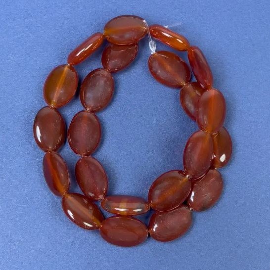 Carnelian Beads on Fishing Line Oval, Diameter 18x12mm+-, Length 37cm +