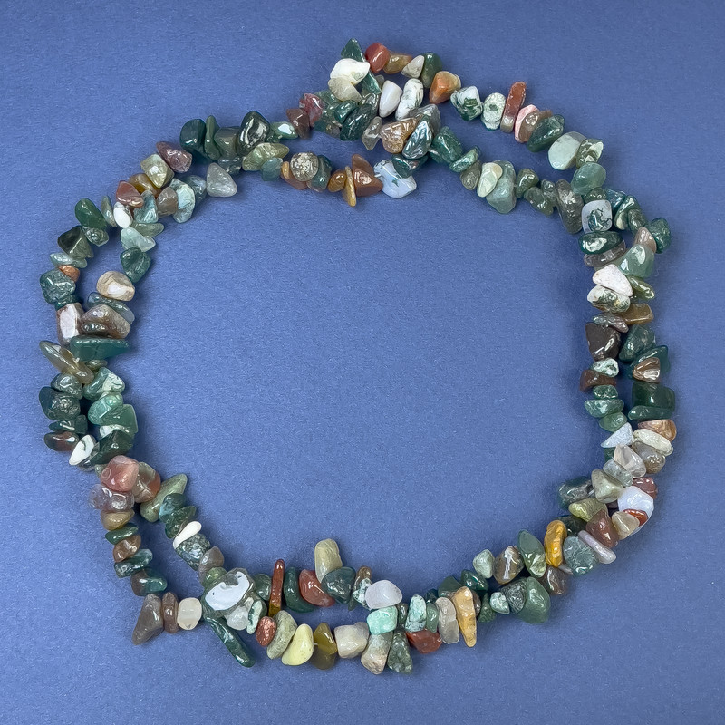 Jasper Beads on Fishing Line, Chip Shape, Diameter 4-9x2-4mm+/-, Length 84cm+