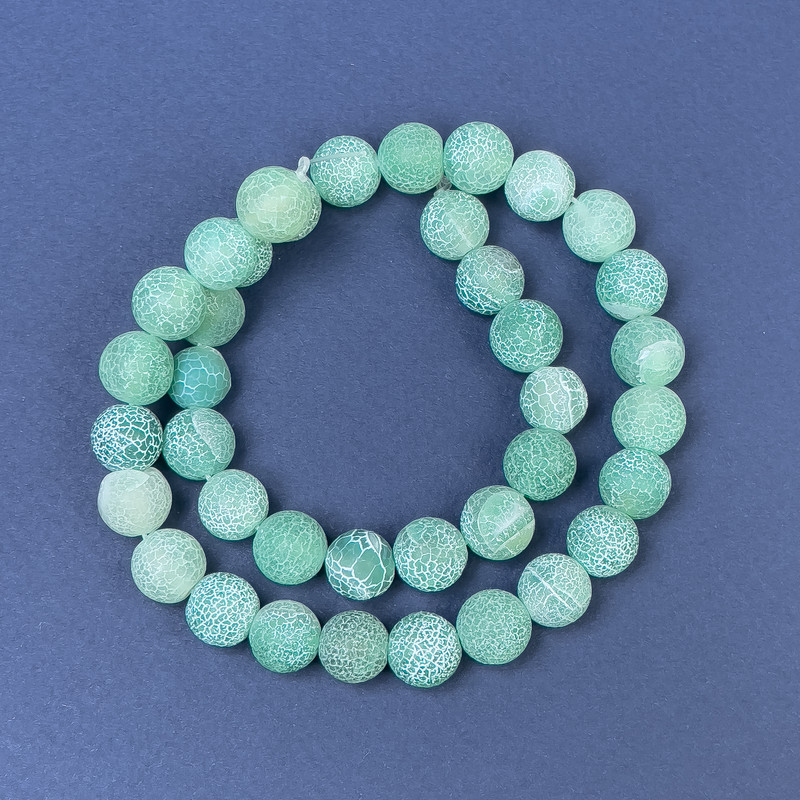 Frosted Agate Beads on Fishing Line, Smooth Round, Diameter 10mm +/-, Length 37cm+
