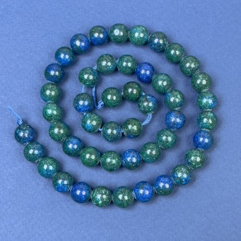 Azurite Beads on String, Smooth Round, Diameter 8.5mm+/-, Length 37cm+