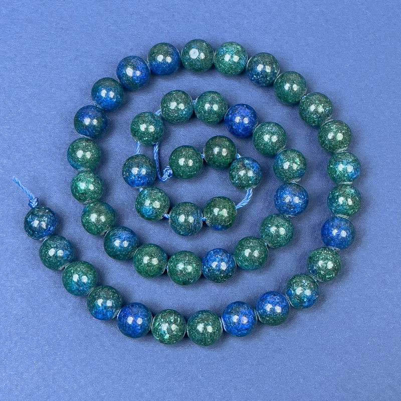 Azurite Beads on String, Smooth Round, Diameter 8.5mm+/-, Length 37cm+