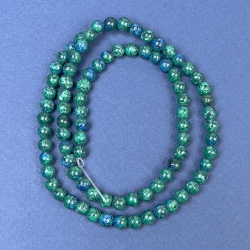 Azurite Beads on Fishing Line Smooth Round, Diameter 5mm+-, Length 38cm +