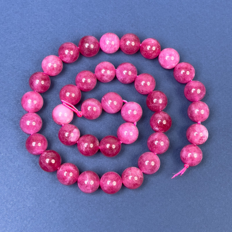 Tourmaline Beads on Thread, Smooth Round, Diameter 10mm +/-, Length 39cm+