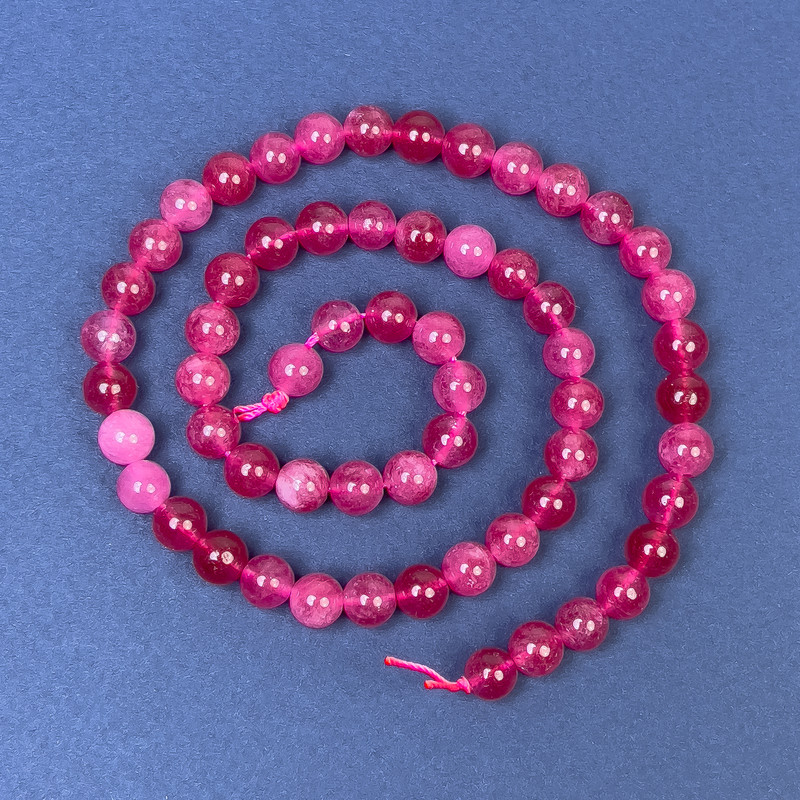 Tourmaline Beads on String, Smooth Round, Diameter 6.5mm+/-, Length 38cm+