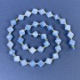 Aquamarine Beads Faceted Rhombus 8x8mm+/- with Seed Beads on String, Length 37cm+