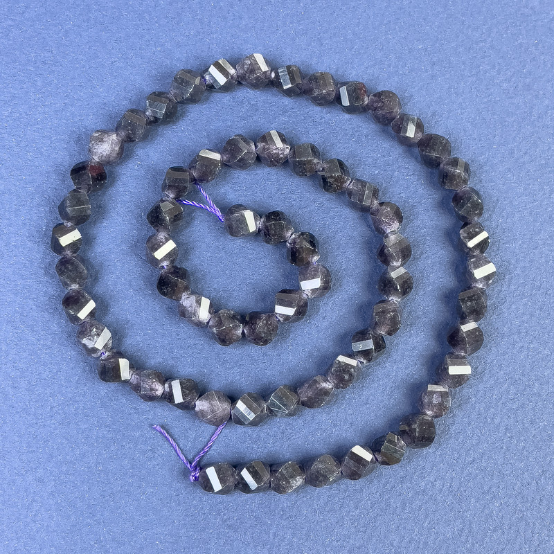 Iolite Faceted Rhombus Beads 6x5mm+/- on a Thread, Length 38cm+