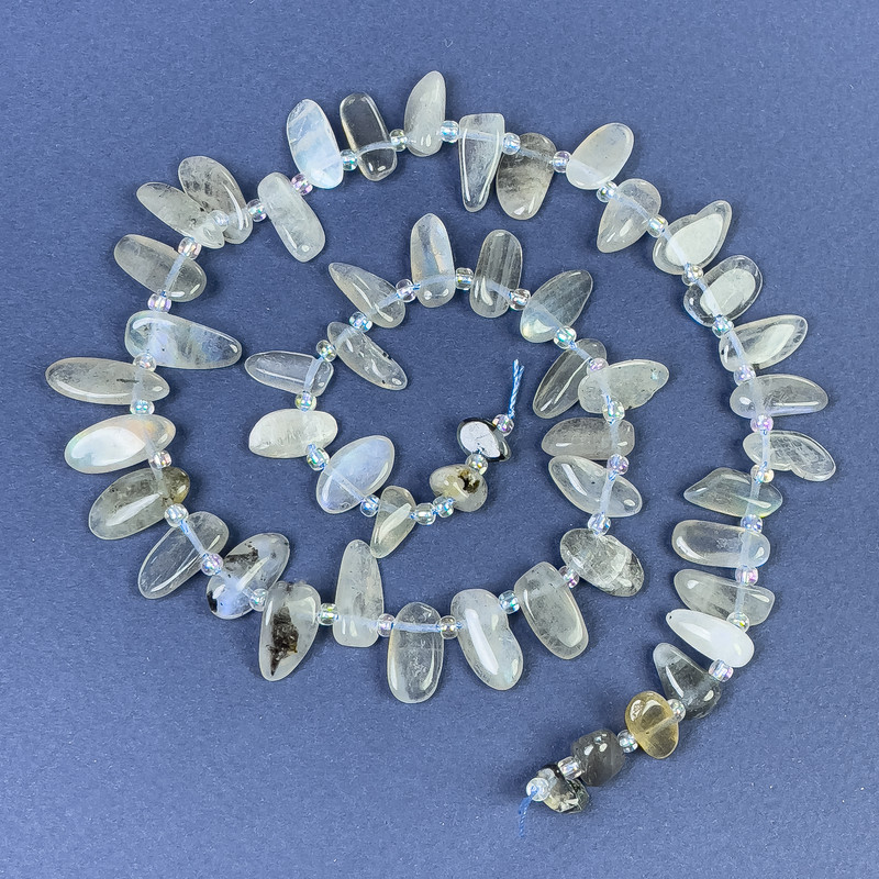 Labradorite Chip Beads 14-20x7mm+/- with Seed Beads on a Thread, Length 40cm+
