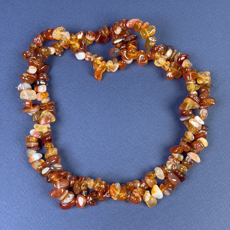 Carnelian Chip Beads 7-12mm+/- on Fishing Line, Length 80cm+