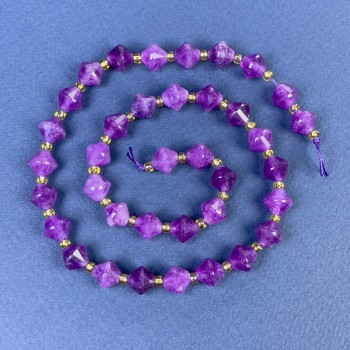Sugilite Faceted Rhombus Beads 8x8mm+/- with 3mm+/- Seed Beads on a Strand, Length 37cm+