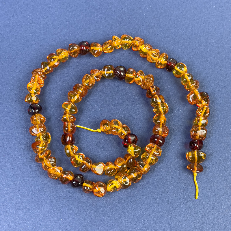 Amber Beads Tumbled 6x4mm+/- on Thread, Length 39cm+