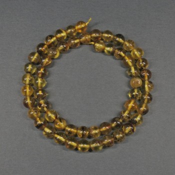 Amber Beads, Smooth Round 6mm+/- on Thread, Length 39cm+