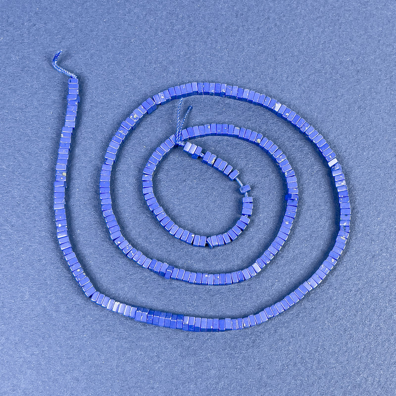 Lapis Lazuli Square Rondelle Beads 2.5x1mm+/- on Thread, Length 39cm+