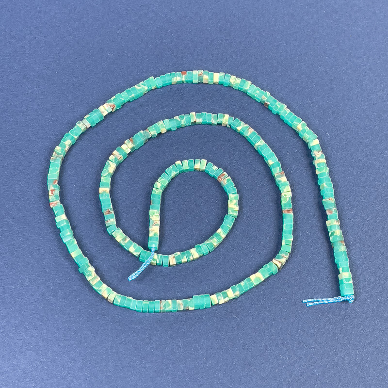 Variscite Square Rondelle Beads 2.5x1mm+/- on a Strand, Length 39cm+