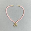 Bracelet Base Textile, Diameter 5.5mm+/-, Pink Colour with Metal Insert, Diameter 8mm+/- Gold-Tone Metal, Length 10.5cm+