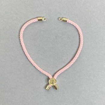 Bracelet Base Textile, Diameter 5.5mm+/-, Pink Colour with Metal Insert, Diameter 8mm+/- Gold-Tone Metal, Length 10.5cm+