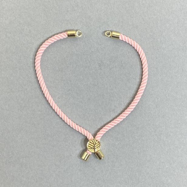 Bracelet Base Textile, Diameter 5.5mm+/-, Pink Colour with Metal Insert, Diameter 8mm+/- Gold-Tone Metal, Length 10.5cm+