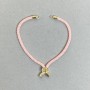 Bracelet Base Textile, Diameter 5.5mm+/-, Pink Colour with Metal Insert, Diameter 8mm+/- Gold-Tone Metal, Length 10.5cm+