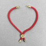 Bracelet Base Textile, Diameter 5.5mm+/-, Red Colour with Metal Insert, Diameter 8mm+/- Gold-Tone Metal, Length 10.5cm+