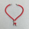 Bracelet Base Textile, Diameter 5.5mm+/-, Red Colour with Metal Insert, Diameter 8mm+/- Silver-Tone Metal, Length 10.5cm+
