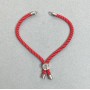 Bracelet Base Textile, Diameter 5.5mm+/-, Red Colour with Metal Insert, Diameter 8mm+/- Silver-Tone Metal, Length 10.5cm+