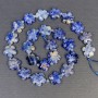 Sodalite Beads Natural Stone Flower, Diameter 15x6mm+/-, Hole Diameter 1mm+/-, Seed Beads Diameter 3mm, Length 41cm+