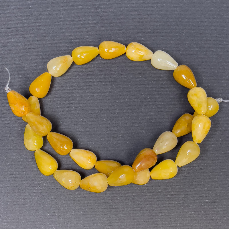 Honey Calcite Beads Natural Stone Drop, Diameter 15x10+- Hole, Diameter 1mm+-, Length 40cm+