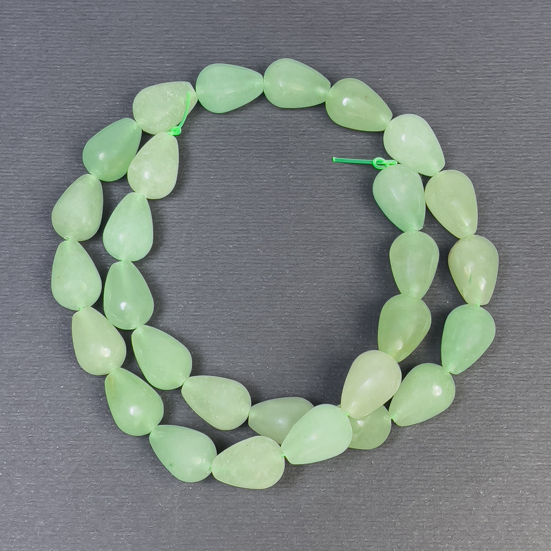 Jade Beads Natural Stone Drop, Diameter 15x10+- Hole, Diameter 1mm+-, Length 40cm+