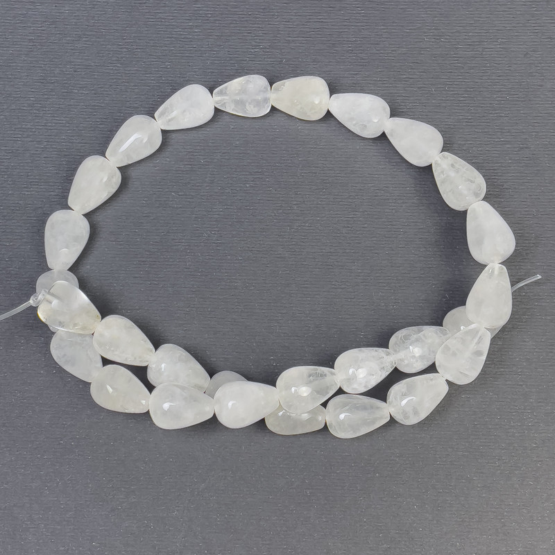 Rock Crystal Beads Natural Stone Drop, Diameter 15x10+- Hole, Diameter 1mm+-, Length 40cm+