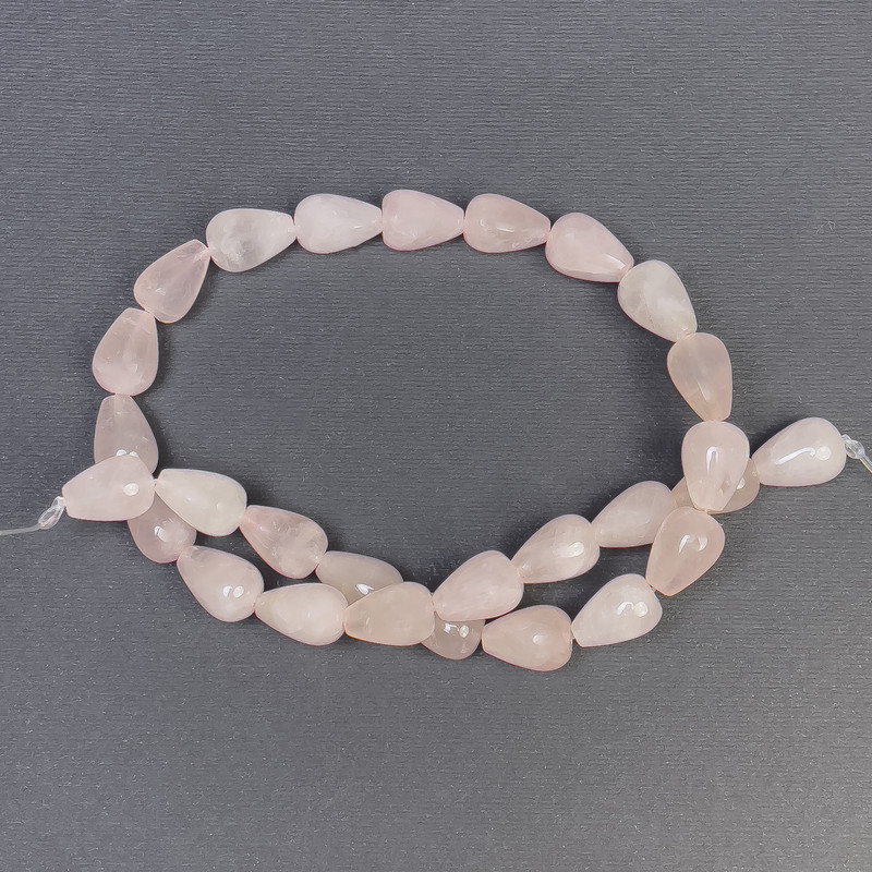 Rose Quartz Beads Natural Stone Drop, Diameter 15x10+- Hole, Diameter 1mm+-, Length 40cm+