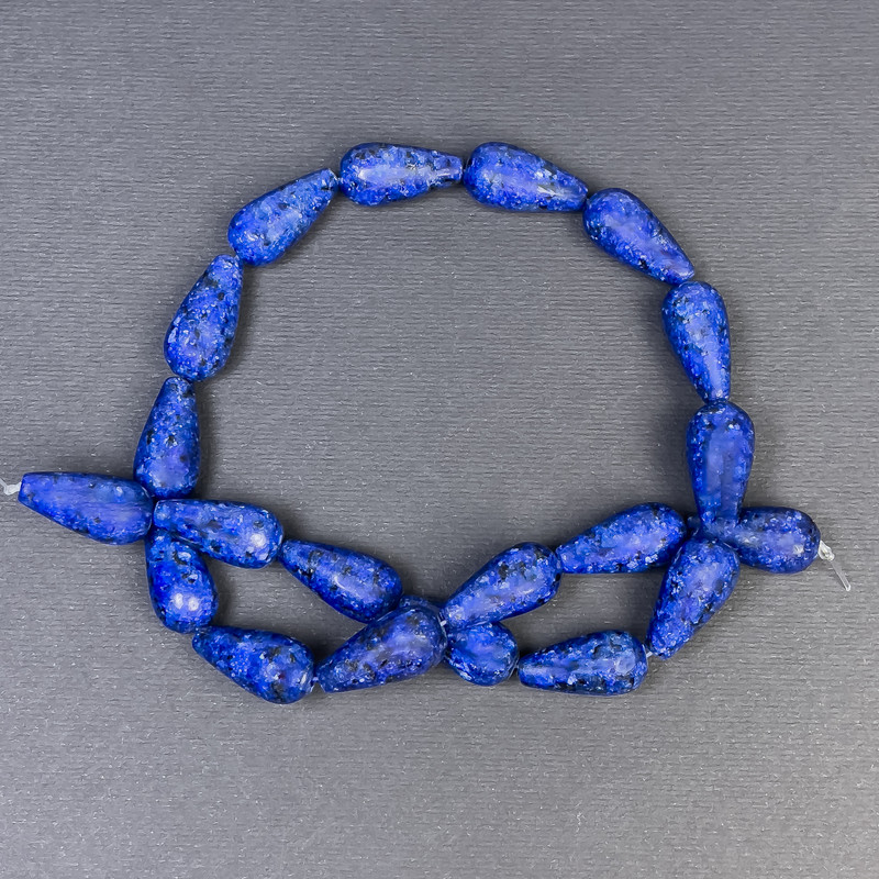 Lapis Lazuli Beads Natural Stone Drop, Diameter 19x10+- Hole, Diameter 1mm+-, Length 42cm+