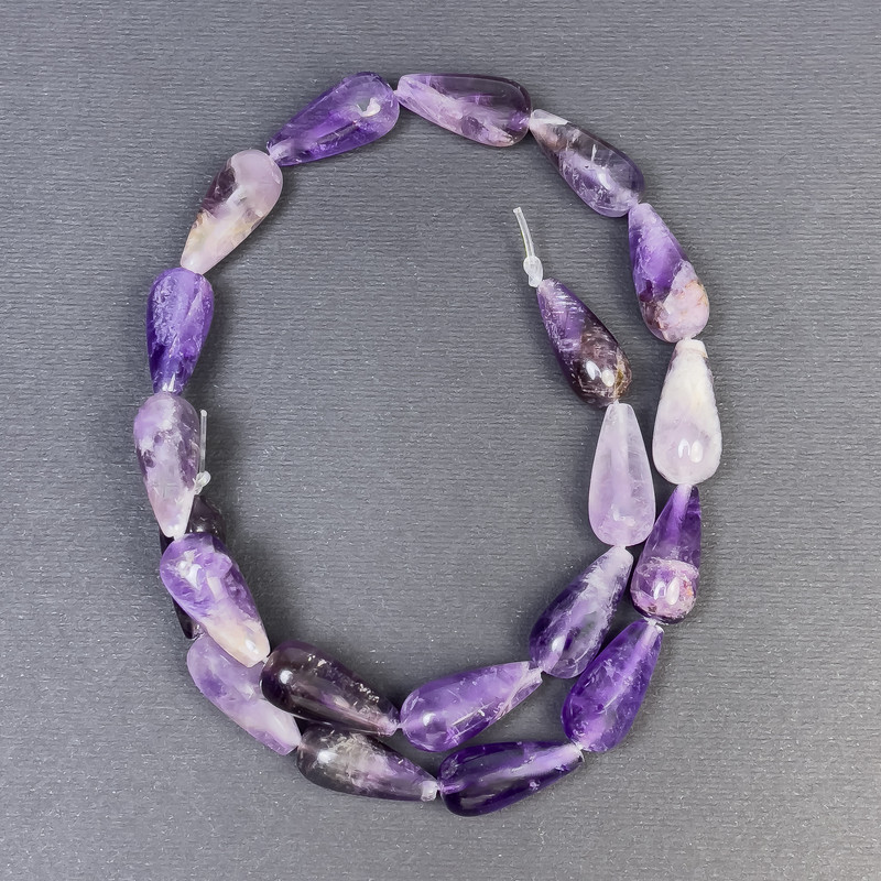 Amethyst Beads Natural Stone Drop, Diameter 19x10+- Hole, Diameter 1mm+-, Length 42cm+