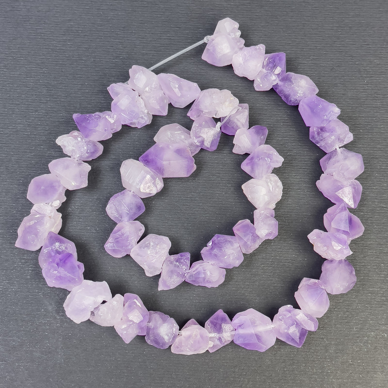 Amethyst Beads, Natural Raw Stone Nuggets, diameter 12-18mm+/- hole diameter 1.5mm+/-, length 39cm+