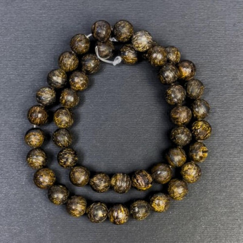 Bronzite Natural Stone Beads, Smooth Round, Diameter 8.5mm+/-, Hole Diameter 1.5mm+/-, Length 38cm+