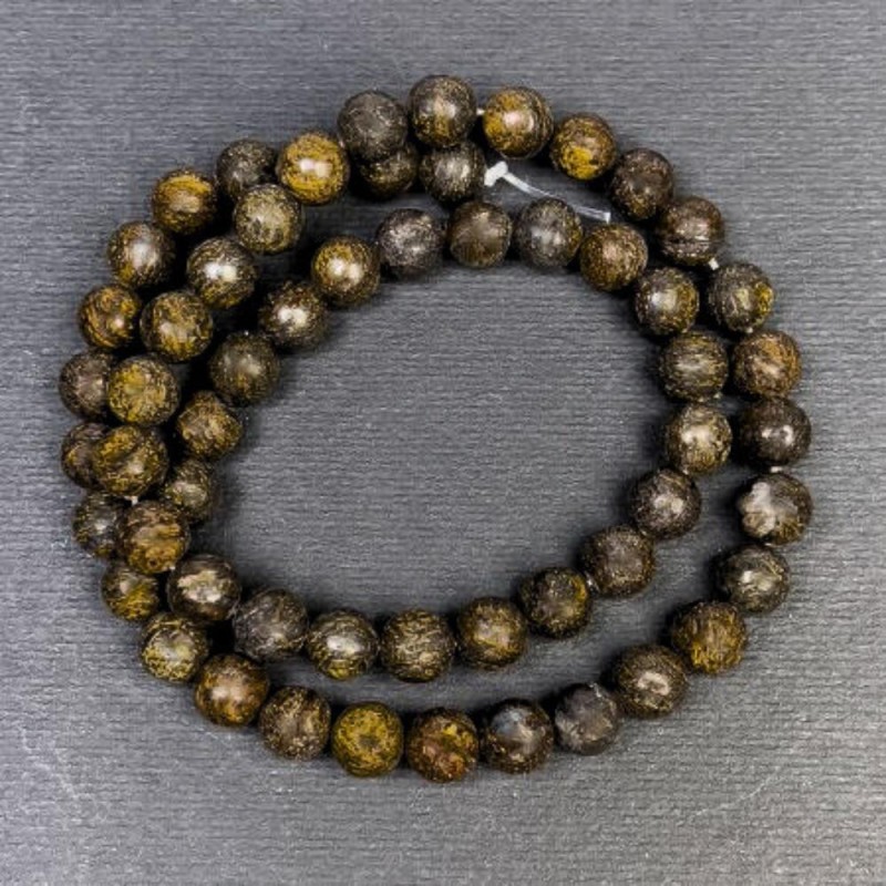 Bronzite Natural Stone Beads, Smooth Round, Diameter 6.5mm+/-, Hole Diameter 1.5mm+/-, Length 38cm+