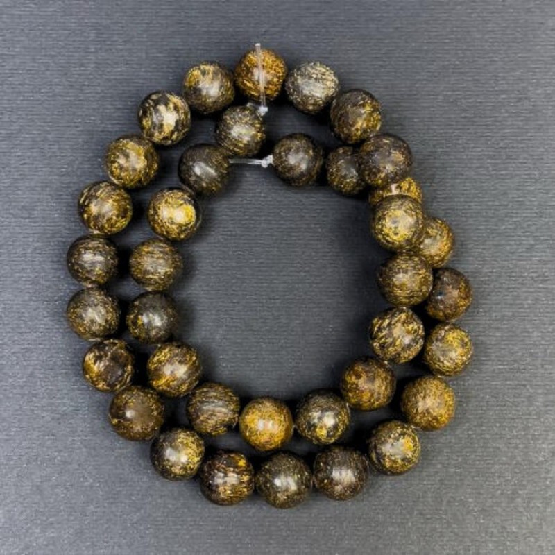 Bronzite Natural Stone Beads, Smooth Round, Diameter 10.5mm+/-, Hole Diameter 1.5mm+/-, Length 38cm+