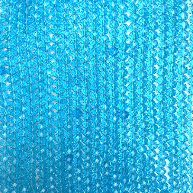 Czech Crystal Beads on fishing line, Sky Blue Transparent Faceted Rondelle, diameter 8x6mm+/-, length 40cm+