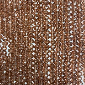 Czech Crystal Beads on Fishing Line, Brown Transparent Faceted Rondelle, Diameter 8x6mm +/-, Length 40cm+