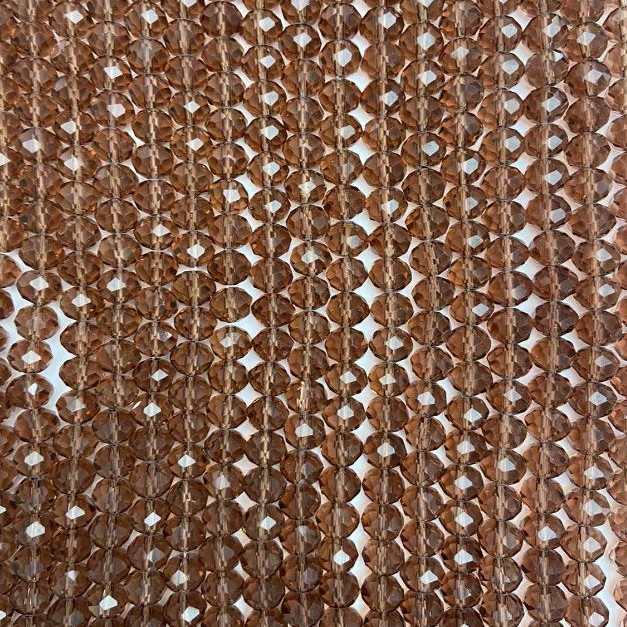 Czech Crystal Beads on Fishing Line, Brown Transparent Faceted Rondelle, Diameter 8x6mm +/-, Length 40cm+