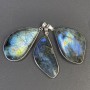 Labradorite Pendant in a Setting, Assorted Sizes 30x52x10-44x25x8mm+/-, Silver-Tone Metal
