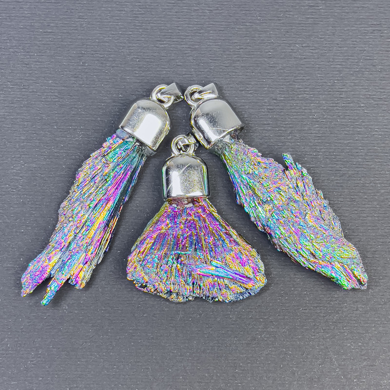 Kyanite Pendant Rainbow Electroplated Raw, Assorted Diameter 70x30x12-53x20x8mm+