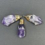 Raw Amethyst Pendant 37x15mm+/-, Gold-Tone Metal