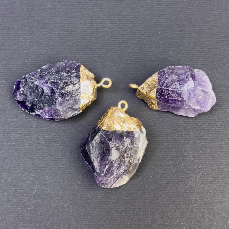 Raw Amethyst Pendant 35x24mm+