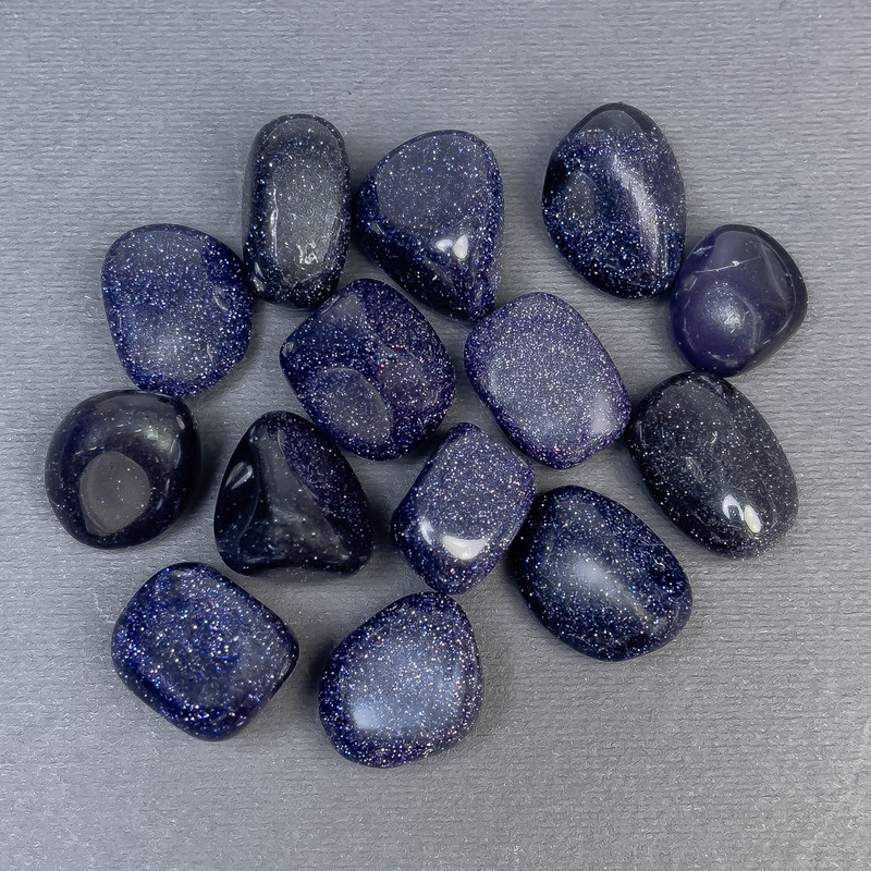 Blue aventurine tumbled without hole, blue sand processed natural roughs 15-21x9-16 mm (+-) per 100 g