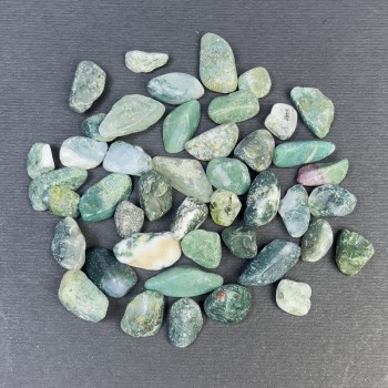 Chert Moss Agate cabochon tumble without hole 9-17x5-9 mm (+-) (per 100g ±)