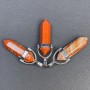 Red Jasper Hexagonal Crystal Bead Pendant 8x31x41mm